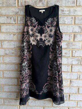 Max Studio Sleeveless Round Neck Floral A-Line Dress Women's Size M
